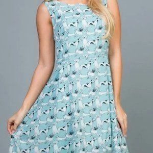 L.A. Soul dog print blue lined skater style dress